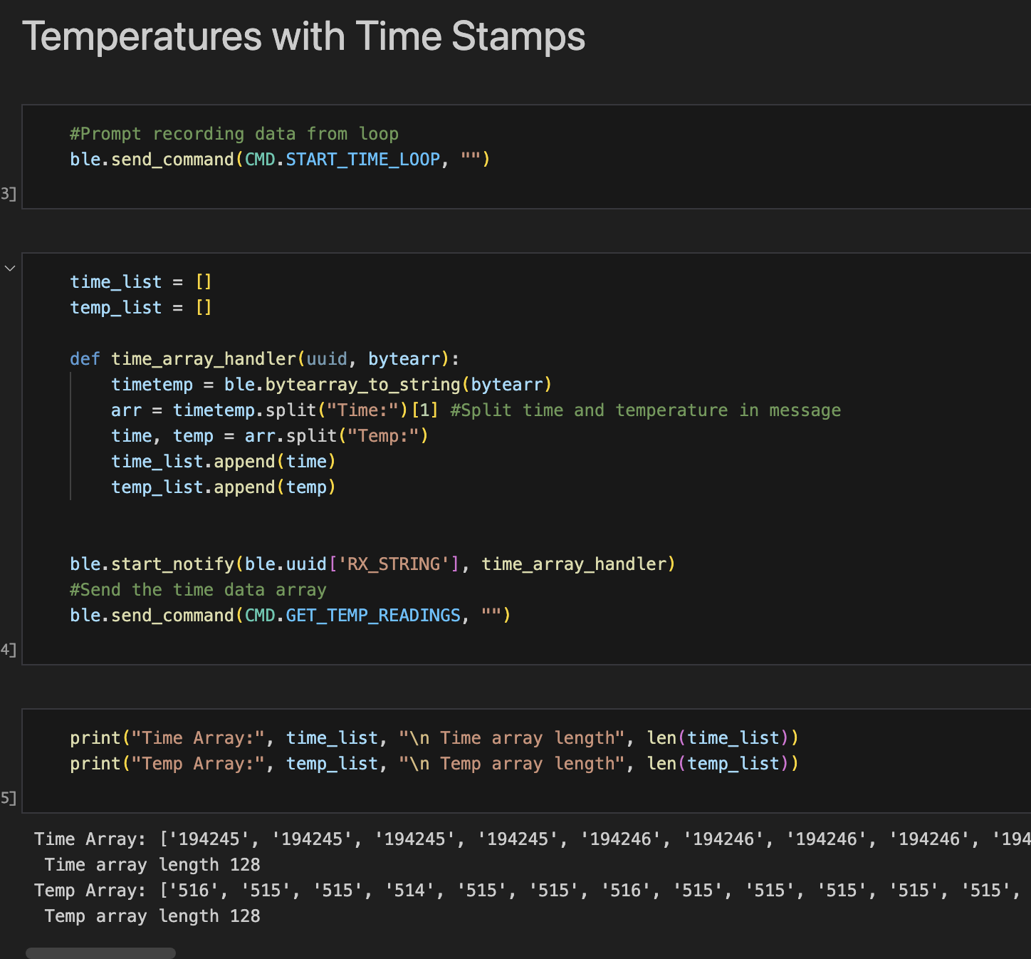 Array of temperature command