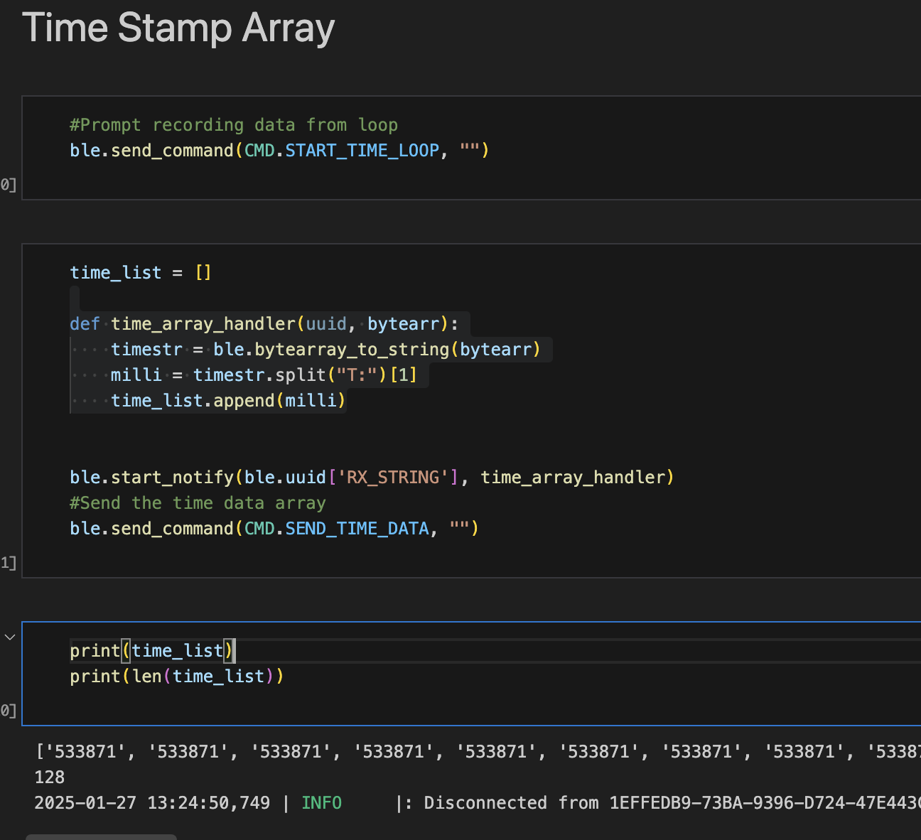 Array of time command