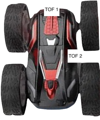 An image of the TOF sensor placement on the car